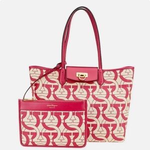 Ferragamo monogrammed tote bag with monogrammed pouch